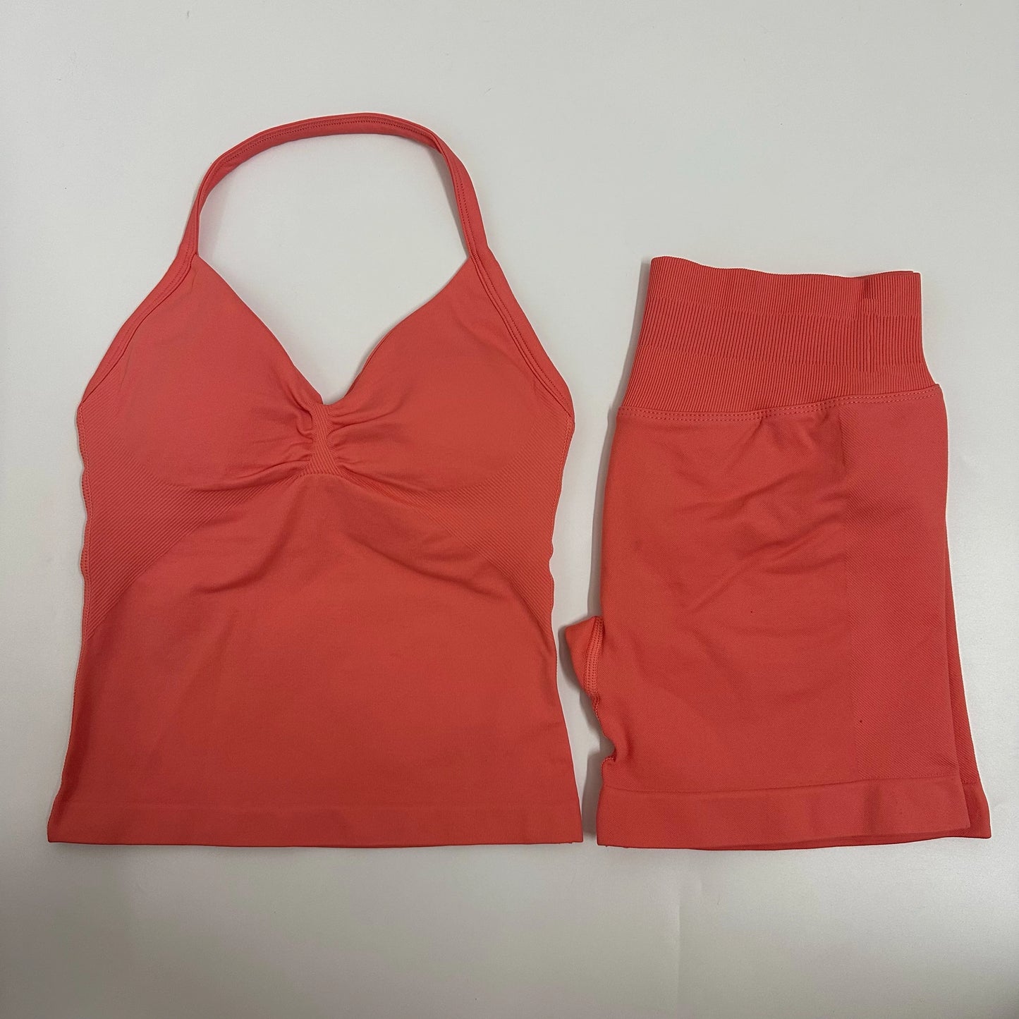 Impact Yoga Set Women Padded Halter Tank Top Scrunch Butt Lifting Gym Shorts Set Summer Sportswear Workout Clothes