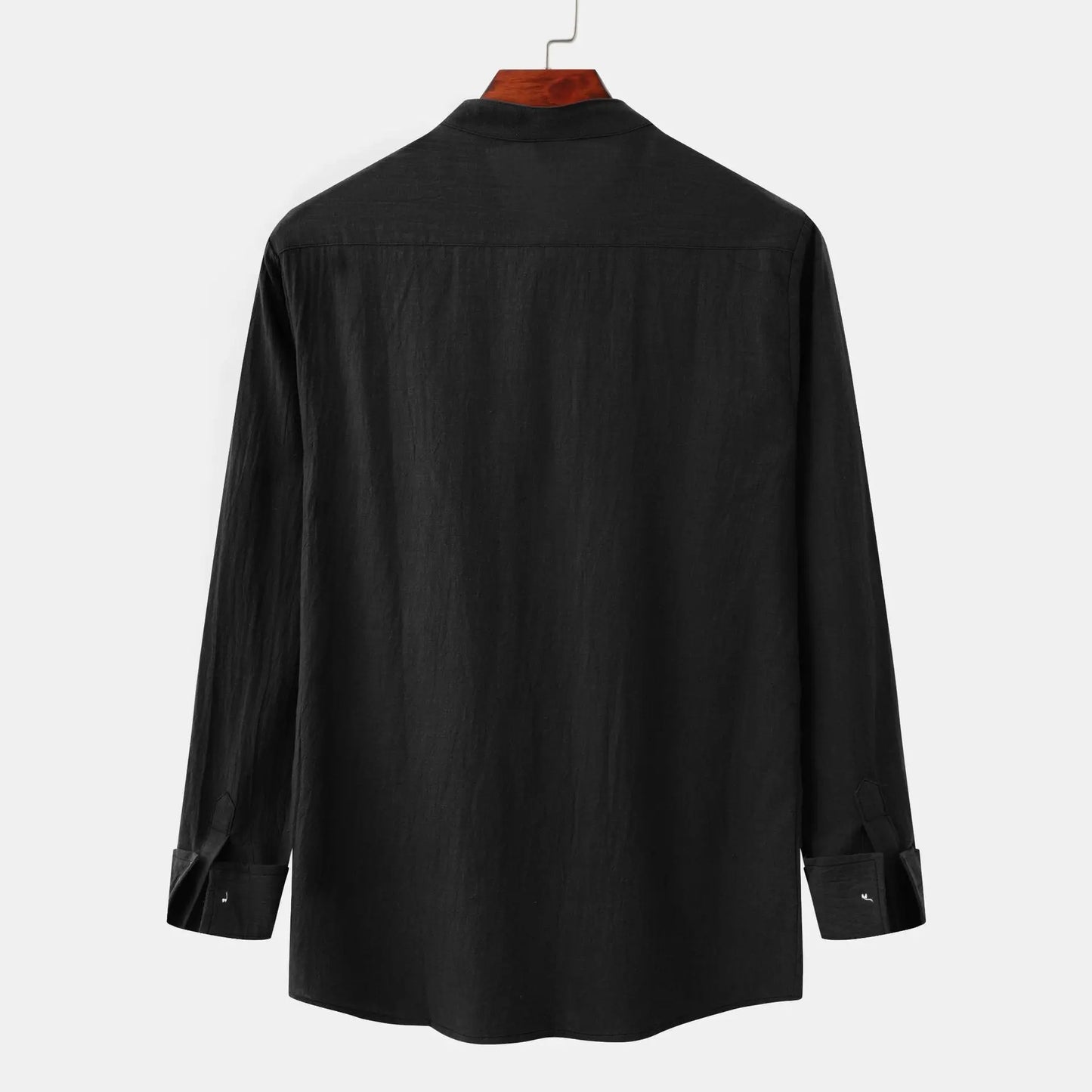 2026 Spring Summer New Mens Slim Fit Solid Color Long Sleeve Shirt Cotton Linen Casual Top Breathable ventilate absorb sweat