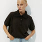 Wolfeel Summer New Polo Collar Hollow Knitted Short Sleeved Sweater Women's Bubble Sleeve T-shirt Female Simple Knitted Sweater