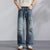 KSTUN 2026 Summer Distressed Jeans For Men Wide-leg Ripped Baggy Pants Loose Straight Vintage Streetwear Hip hop Motocycle Jeans
