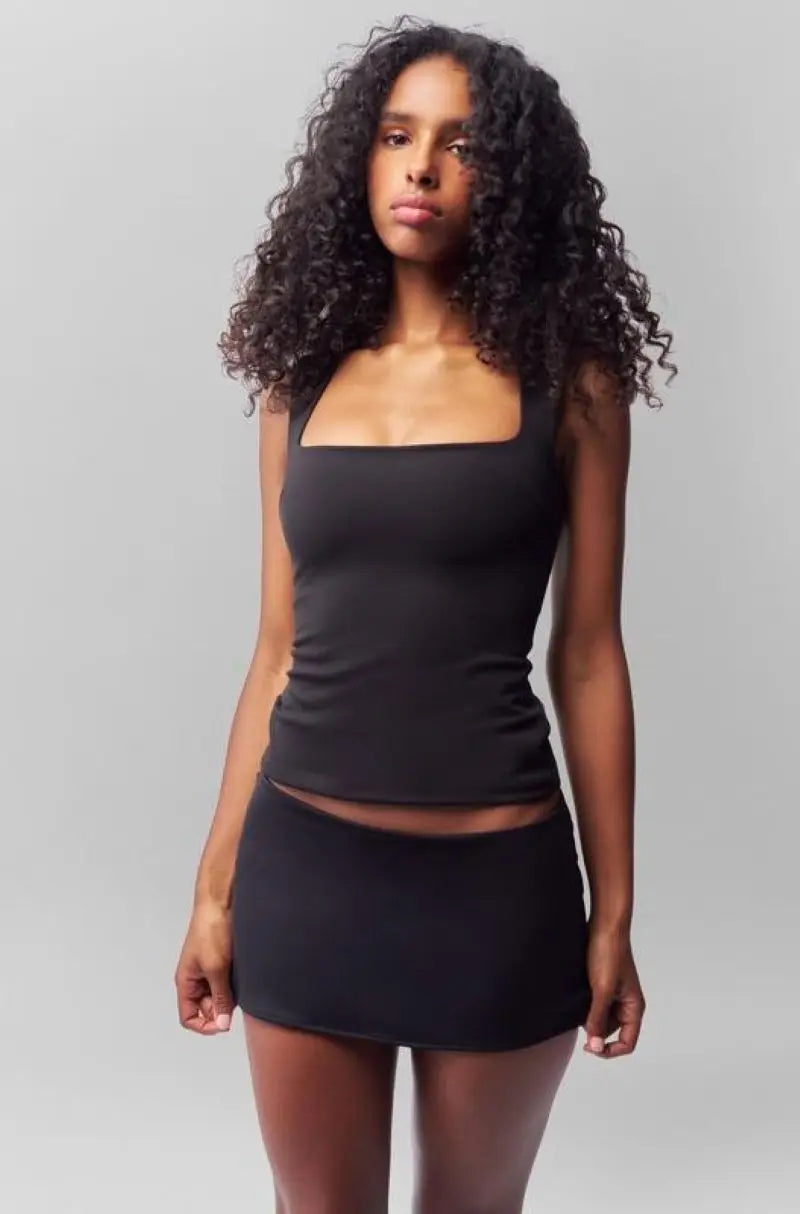 Guiz Low-Waist Elastic Hip-Hugging Skirt, Black Skirt, Versatile Mini Sexy Women's Short Skirt