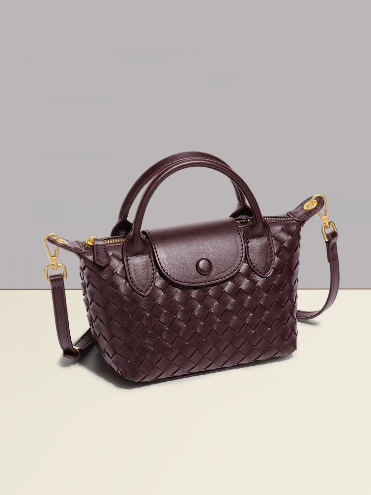 Handwoven single-shoulder small dumpling bag, fashionable bucket bag, new simple ladies crossbody lunch box bag, small tote bag
