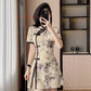2026 chinese sexy nightclub dress improved cheongsam flower print qipao dress+shorts set hotel spa work dress beauty uniform