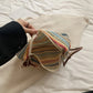 Women's Striped Woven Straw Tote Bag - Lightweight Large Capacity with Detachable Coin Purse & Zip Closure for Beach Vacation