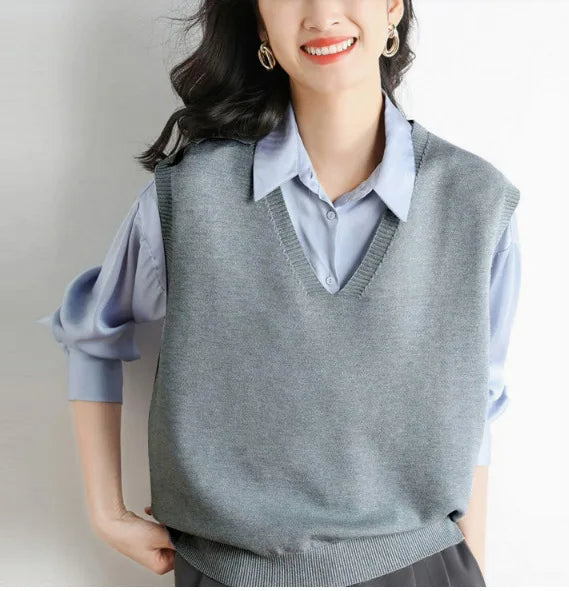 Spring Autumn Knitted Vest for Women Clothes Fashion Casual Thin Sweater Vests Harajuku Tank Tops Ropa Mujer Elegant Blusas