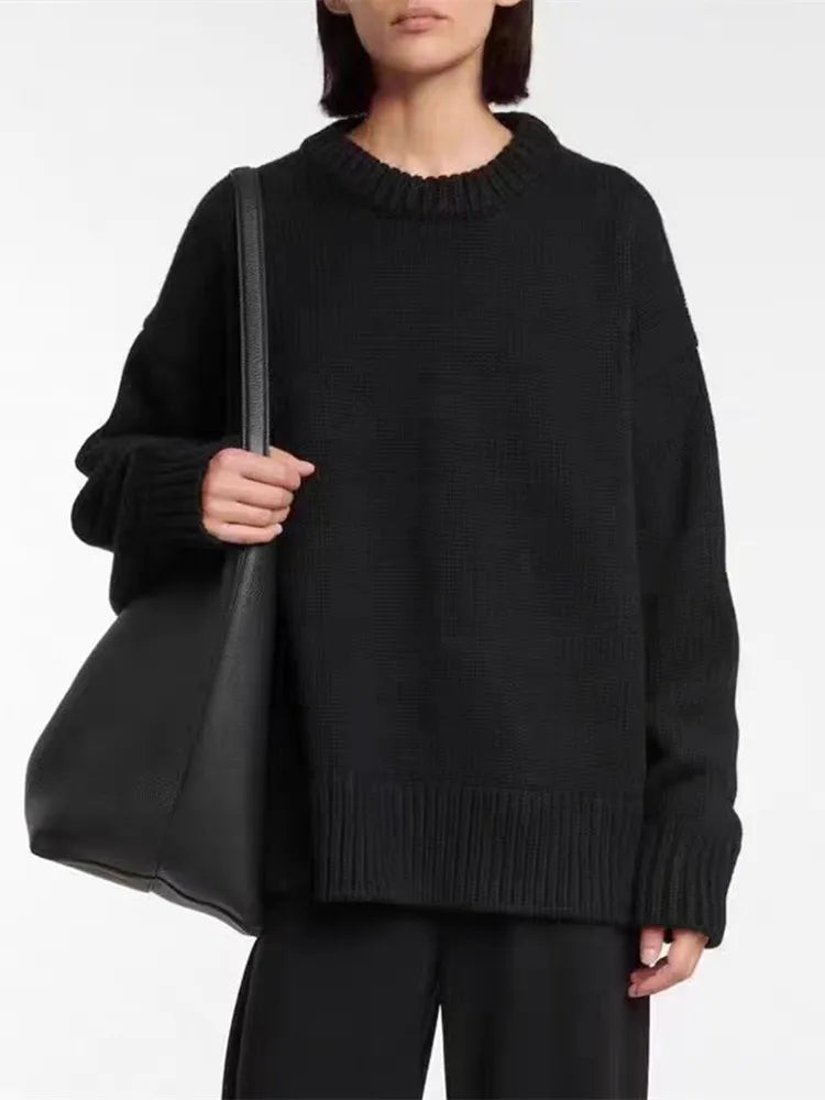 Loose Large Size Cashmere Sweater Women Korean Mid Length 100% Pure Merino Wool Knitt French Pullover 2024 Autumn Winter Jumper
