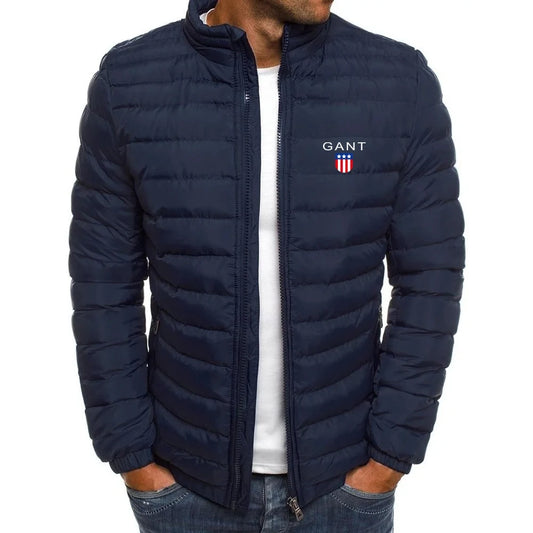 Men's lightweight warm jacket, casual horizontal stripes, high-quality jacket, 2026 fashionable jacket