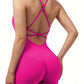 Sexy Fitness Jumpsuit Women Cross Adjustable Sports Playsuit Running One Piece Yoga Suit Scrunch Shorts Backless Set Romper