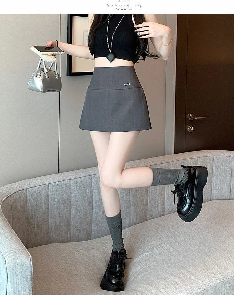Skirt Pants Skirt Female Spring and Summer New High-waisted Thin A Word Skirts Pants Open Fork Package Hip Business Skirt