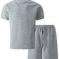 2026 Men's Summer Oversized Textured 2 Piece Set Crew Neck Short Sleeve T-Shirt & Drawstring Shorts Tracksuit
