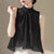 French Style Summer Vest Tops For Women Sleeveless Chiffon Blouse Stand Collar Gradient Color Casual Loose Shirt