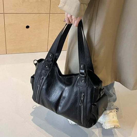 Hot Selling Soft Inner Compartment Shoulder Bag 2024High Quality Contrasting Color Women's Bag Fashion Zipper Pu Women's Handbag