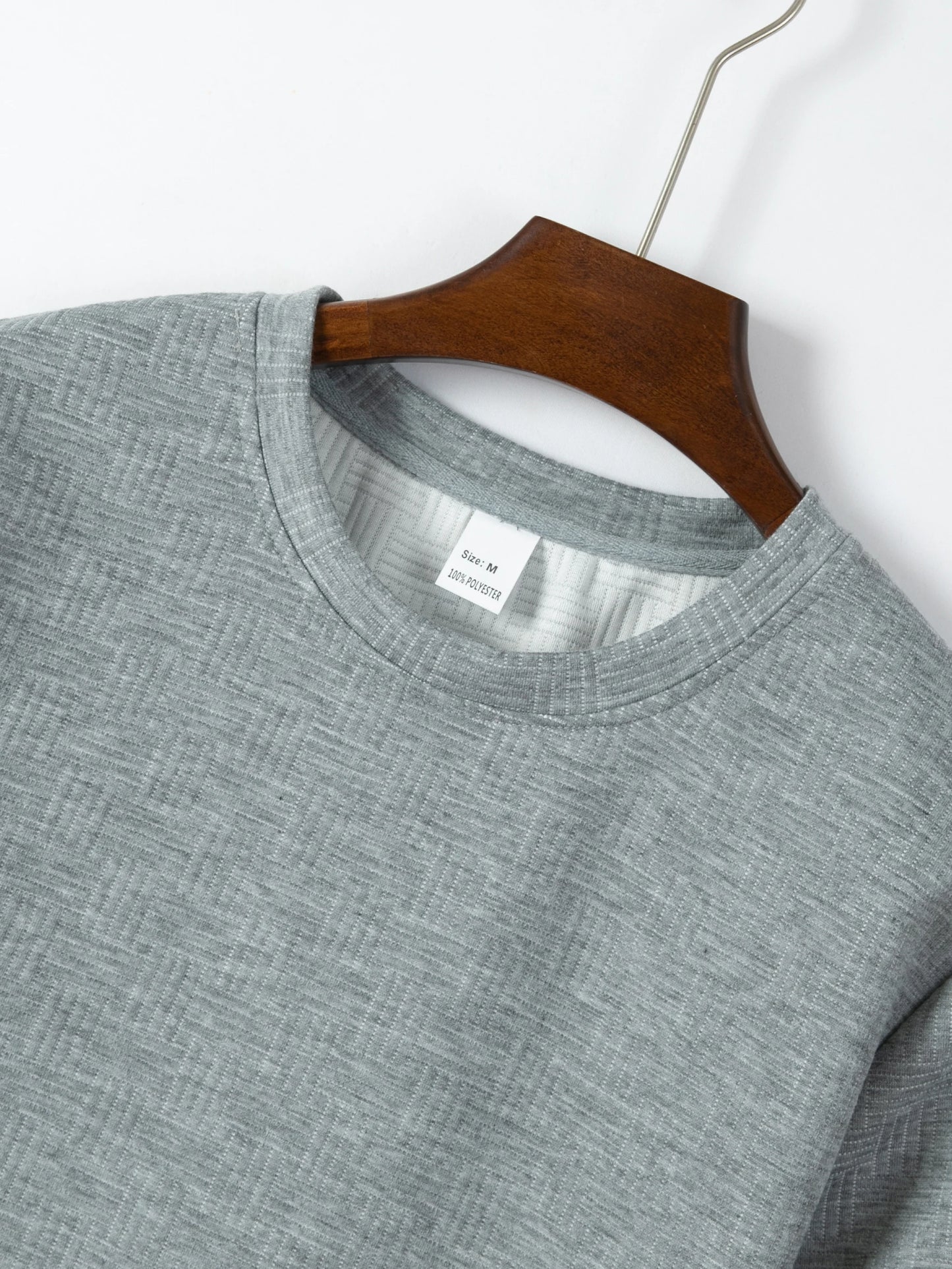 2026 Men's Spring Autumn Business Casual Textured 2 Piece Set Crew Neck T-Shirt & Drawstring Pants