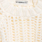 Hollow Out Knit Pullover Women Casual Round Neck Lace Up Bow Sweater Female Autumn Short Sleeves Solid Knitwears Lady