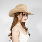 USPOP Hand-crocheted Natural Raffia Straw Cowboy Hat for Women Men Summer Wide Brim Sun Hat Outdoor Breathable Beach Caps