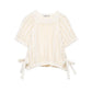 Hollow Out Knit Pullover Women Casual Round Neck Lace Up Bow Sweater Female Autumn Short Sleeves Solid Knitwears Lady