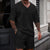 2026 Men's Summer Geometric Textured 2 Piece Set V-Neck Short Sleeve T-Shirt & Drawstring Shorts Shirt Set