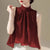 French Style Summer Vest Tops For Women Sleeveless Chiffon Blouse Stand Collar Gradient Color Casual Loose Shirt