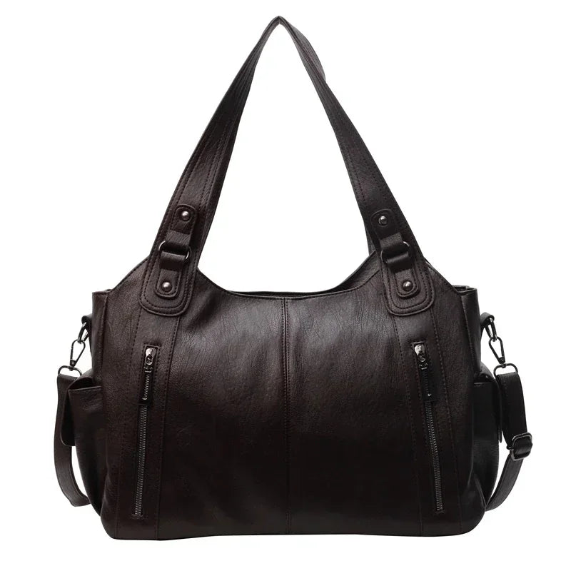 Hot Selling Soft Inner Compartment Shoulder Bag 2024High Quality Contrasting Color Women's Bag Fashion Zipper Pu Women's Handbag