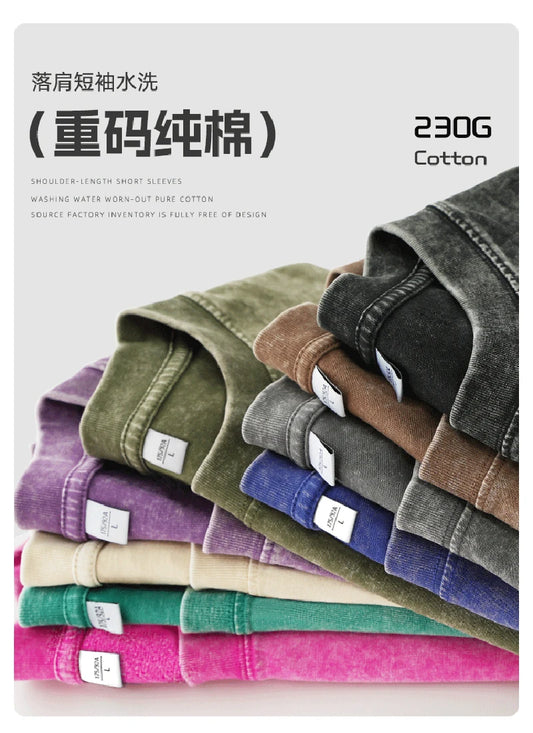 Tshirts Men Gym Vintage Heavyweight T Shirts Cotton Workout Acid Wash Baggy Tees Street Fashion Tops Unisex