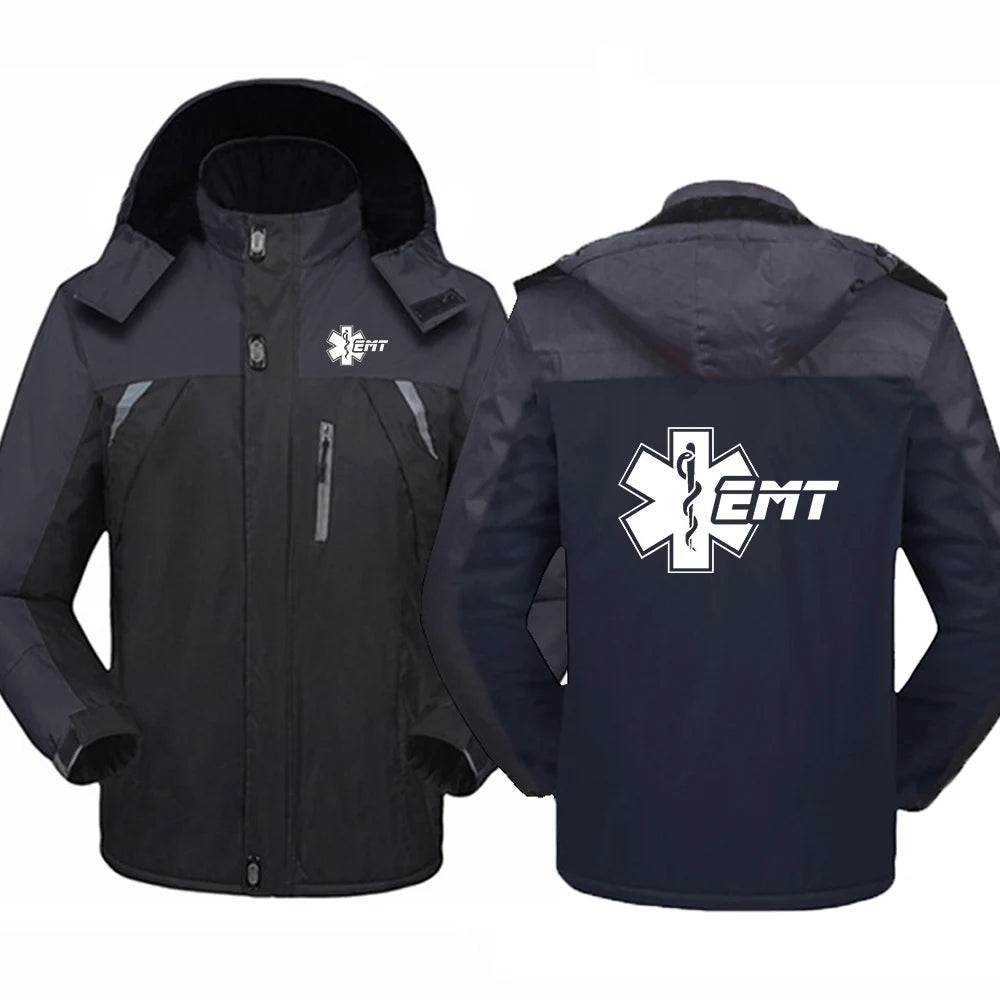 EMT Emergency Ambulance 2024 Men Zipper Jacket Windbreaker Windproof Thicken Outwear Outdoor Sport Comfortable Versatile Coat