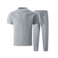 2026 Men's Spring Autumn Business Casual Textured 2 Piece Set Crew Neck T-Shirt & Drawstring Pants