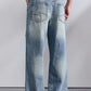 KSTUN 2026 Summer Wide Leg Jeans Men Baggy Pants Loose Fit Ripped Jeans Distressed Washed Vintage Frayed Light Blue Man Trousers