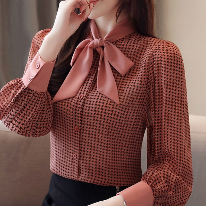 Women Bow Collar Office Top