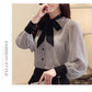 Women Bow Collar Office Top