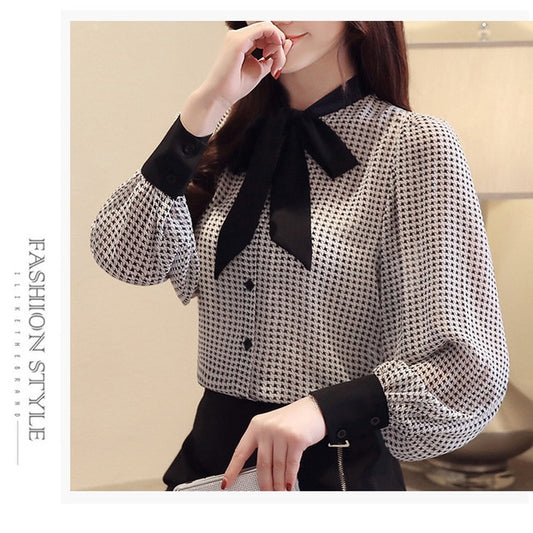 Women Bow Collar Office Top