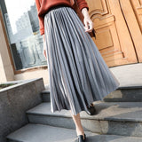 Velvet High Waist Long Skirt