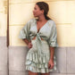Vintage Green Polka Dot Blouse And Skirt