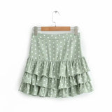 Vintage Green Polka Dot Blouse And Skirt