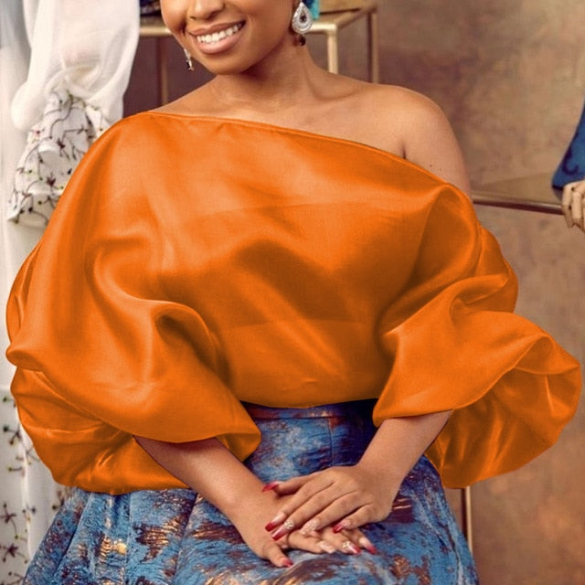 Lantern Sleeve Sexy Tops