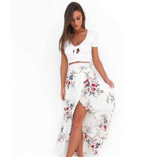 Vintage Floral Print Maxi Skirt