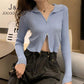 Fashion Ribbed Zip-up Cardigan