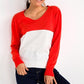 V-Neck Double-Color Long Sweater