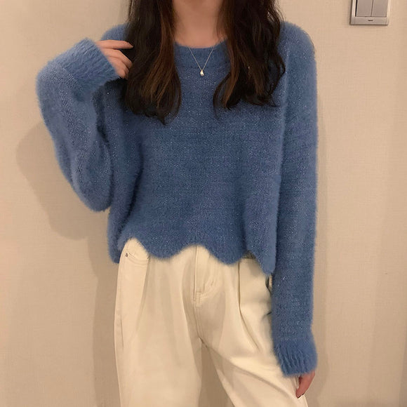 Korean Style Velvet Knitted Sweater